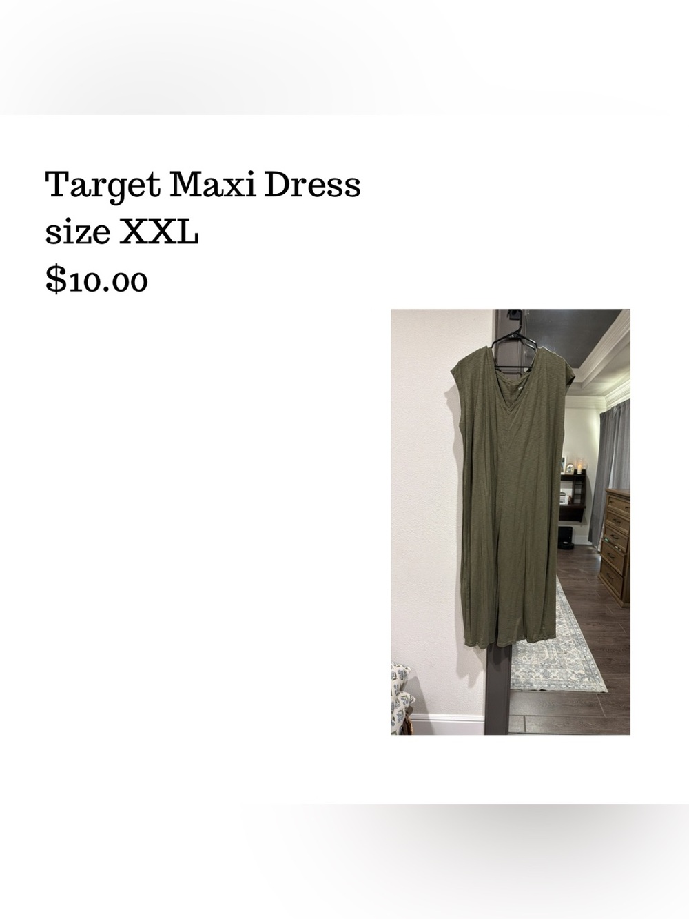 Target Olive Maxi Dress - Cap Sleeve V-Neck